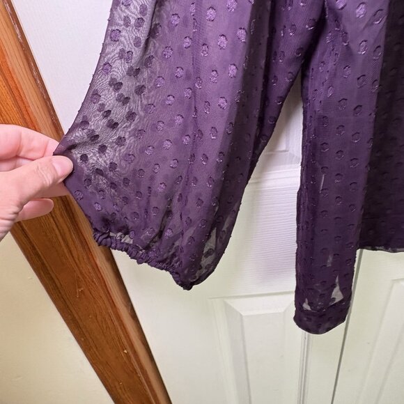CJ Banks Womens Blouse Size 1X Purple Lace Sheer Boho Fairy Whimsigoth - Picture 5 of 12